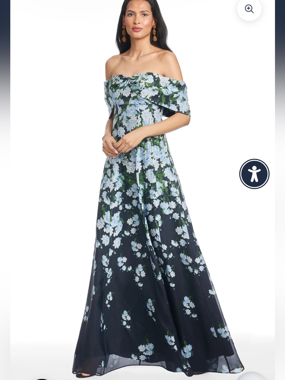 Sachin + Babi Kennedy Gown Off Shoulder Navy Blue Degrade Florals 2 NWT Dress